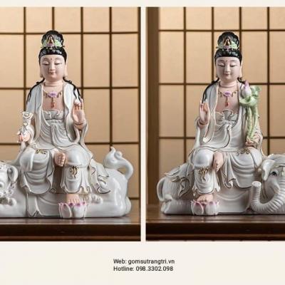 TƯỢNG BỒ TÁT CƯỠI KỲ LÂN VÀ VOI TRẮNG